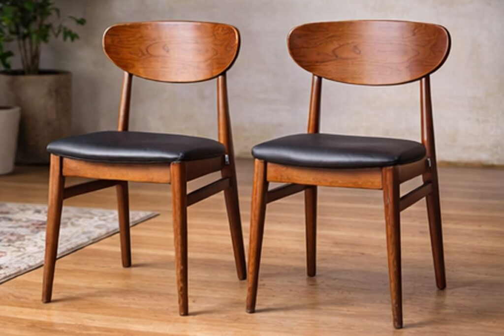Deux chaises en bois visuellement identiques présentant des différences invisibles à première vue